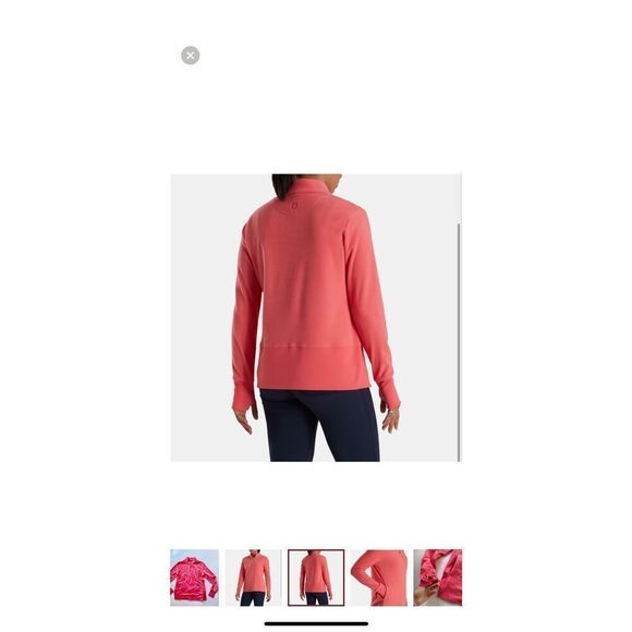 FootJoy Women’s Medium Half-Zip Fleece Mid-Layer Top Coral Pink - Picture 4 of 9